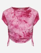 metrofive Tricou Fucsia Tie-Dye din viscoză cu croială scurtă Haliarissa
