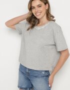 metrofive Tricou Gri de bumbac Decorat Cu zirconii Fadelis