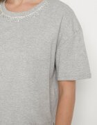 metrofive Tricou Gri de bumbac Decorat Cu zirconii Fadelis