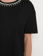 metrofive Tricou Negru din bumbac împodobit cu strasuri Fadelis