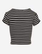 metrofive Tricou negru și alb din bumbac reiat cropped Quedara