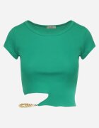 metro five Tricou Verde de bumbac cu Decolteu Asimetric și Lănțișor Decorativ Glitia