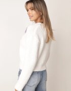 metrofive Cardigan cu adaos de lână decorat cu flori 3D cu fir metalic Kaye Alb