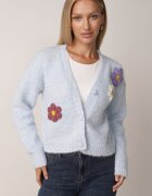 metrofive Cardigan cu adaos de lână decorat cu flori 3D cu fir metalic Kaye Albastru