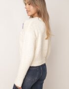 metrofive Cardigan cu adaos de lână decorat cu flori 3D cu fir metalic Kaye Bej