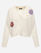 metrofive Cardigan cu adaos de lână decorat cu flori 3D cu fir metalic Kaye Bej