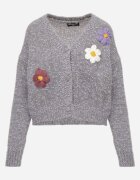 metrofive Cardigan cu adaos de lână decorat cu flori 3D cu fir metalic Kaye Gri