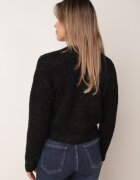 metrofive Cardigan cu adaos de lână decorat cu flori 3D cu fir metalic Kaye Negru