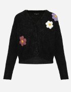 metrofive Cardigan cu adaos de lână decorat cu flori 3D cu fir metalic Kaye Negru
