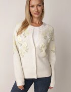 metrofive Cardigan cu lână cu nasturi decorat cu flori 3D Anza Alb