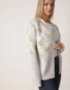 metrofive Cardigan cu lână cu nasturi decorat cu flori 3D Anza Gri