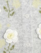 metrofive Cardigan cu lână cu nasturi decorat cu flori 3D Anza Gri