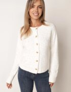 metrofive Cardigan oversize decorat cu paiete cu adaos de lână Arawen Alb