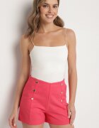 metrofive Pantaloni scurți fucsia din bumbac cu talie înaltă și nasturi decorativi Sepirene