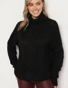 metrofive Pulover guler înalt Negru cu Viscoză cu croială Oversize cu model în relief Rivlemi