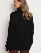 metrofive Pulover guler înalt Negru cu Viscoză cu croială Oversize cu model în relief Rivlemi