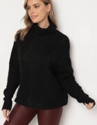 metrofive Pulover guler înalt Negru cu Viscoză cu croială Oversize cu model în relief Rivlemi