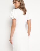 metrofive Rochie Mini Mulată Albă cu Decolteu Petrecut și Volan Decorativ Gwendara
