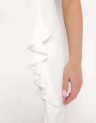 metrofive Rochie Mini Mulată Albă cu Decolteu Petrecut și Volan Decorativ Gwendara