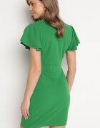 metrofive Rochie Mini Verde Mulată cu Decolteu Petrecut și Volan Decorativ Gwendara