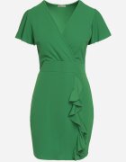 metrofive Rochie Mini Verde Mulată cu Decolteu Petrecut și Volan Decorativ Gwendara