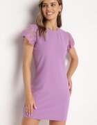 metrofive Rochie Violet Mulată cu mânecă din dantelă Cidariana
