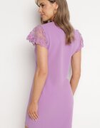 metrofive Rochie Violet Mulată cu mânecă din dantelă Cidariana