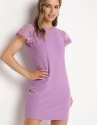 metrofive Rochie Violet Mulată cu mânecă din dantelă Cidariana