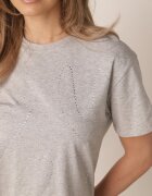 metrofive T-shirt din bumbac decorat cu cyrkonii Monomene Gri