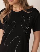 metrofive T-shirt din bumbac decorat cu cyrkonii Monomene Negru