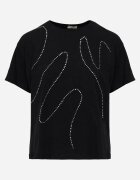 metrofive T-shirt din bumbac decorat cu cyrkonii Monomene Negru