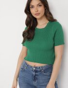 metrofive T-shirt scurt verde din tricot rebrat Clutia
