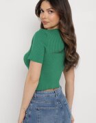metrofive T-shirt scurt verde din tricot rebrat Clutia