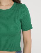 metrofive T-shirt scurt verde din tricot rebrat Clutia
