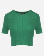 metrofive T-shirt scurt verde din tricot rebrat Clutia