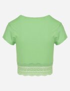 metrofive T-shirt Top Verde cu Mânecă Scurtă cu dantelă la bază Vavilla