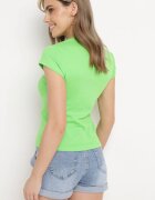 metrofive Tricou cu mânecă scurtă verde deschis din bumbac cu capse la decolteu Fiasta