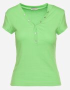 metrofive Tricou cu mânecă scurtă verde deschis din bumbac cu capse la decolteu Fiasta