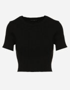 metrofive Tricou Negru Scurt din Tricot Reiat Clutia