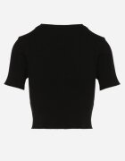 metrofive Tricou Negru Scurt din Tricot Reiat Clutia