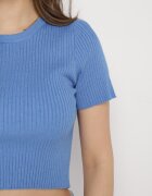 metrofive Tricou Scurt Albastru din Tricot Reiat Clutia