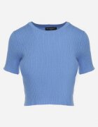 metrofive Tricou Scurt Albastru din Tricot Reiat Clutia