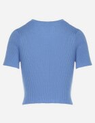 metrofive Tricou Scurt Albastru din Tricot Reiat Clutia