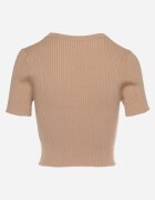 metrofive Tricou scurt Bej închis din tricot striat Clutia