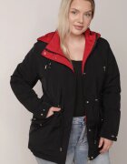 mhm Geacă De tranziție Negru-Roșie Reversibilă Parka cu matlasare și glugă Tidare