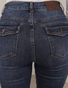 milas91 Blugi Clopot cu Bumbac Talie Înaltă și Clapete Decorative la Spate Nillicent Albaștri