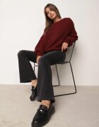 milas91 Blugi Clopot cu Conținut Ridicat de Bumbac Decorați cu Buzunărașe cu Clape Nalula Negri