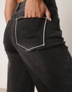 milas91 Blugi largi cu adaos de bumbac decorate cu cusătură contrastantă pe buzunar Obevia Gri