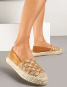 milas91 Espadrile Maro deschis cu șnur împletit și model geometric Sdivira