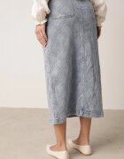 milas91 Fustă Jeans de Bumbac Albastră cu Romburi și Despicătură în Față Arissbeth